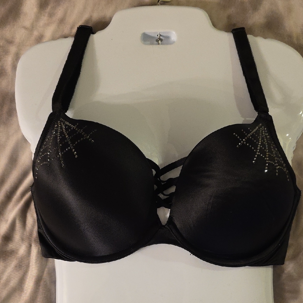 Torrid Black Bra with Rhinestone Accents